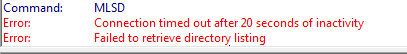 خطا Failed to retrieve directory listing  در ارتباط با ftp